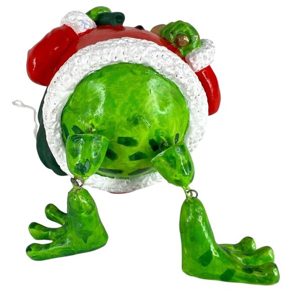 Frog Santa Claus Christmas Ornament Gallerie II Green Red Dangling Legs Novelty - Picture 8 of 8